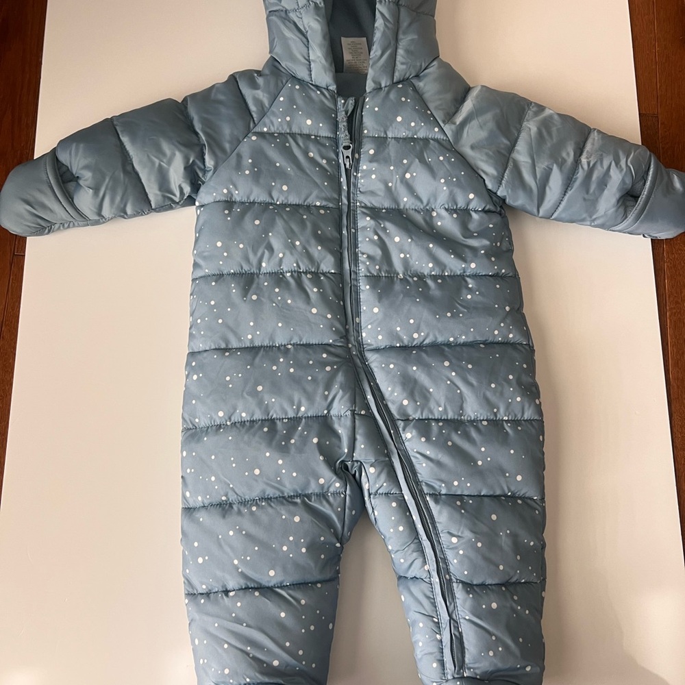 Blue Polka Dot Puffer Snowsuit 3-6 months